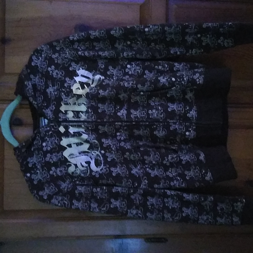 Disneyland Resort Brown Mickey Mouse Hoodie Sweatshirt Jacket Girls Size L